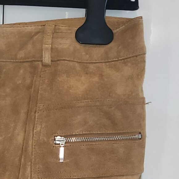 Vintage Danier Tan Suede Cargo Skirt Size 4 - Picture 4 of 7